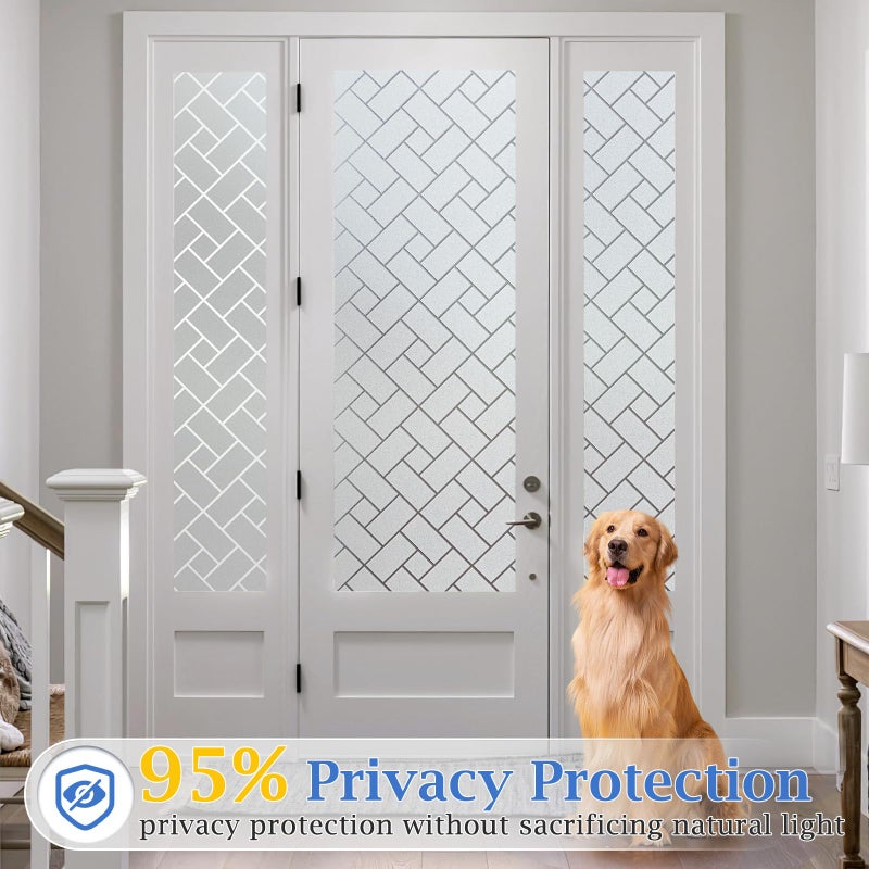 Coavas Frosted Window Privacy Film Static Cling Non-Adhesive for Glass Windows, Heat Control UV Blocking Sun Blocking Anti Glare, Day and Night Bathroom Home Office Cover, 35.4"x157.5" - Image 3